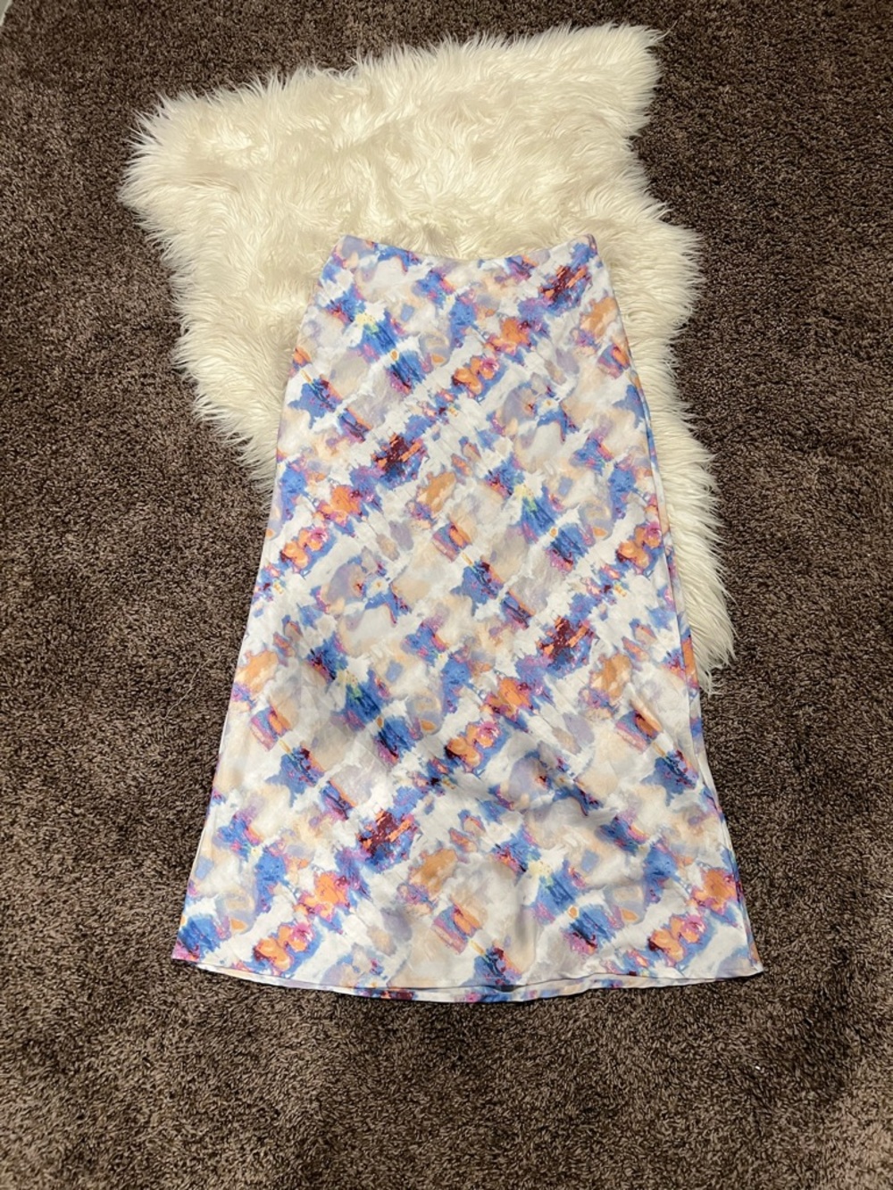 Urban Outfitters Painted Plaid Midi Skirt in Blue, Orange, Purple